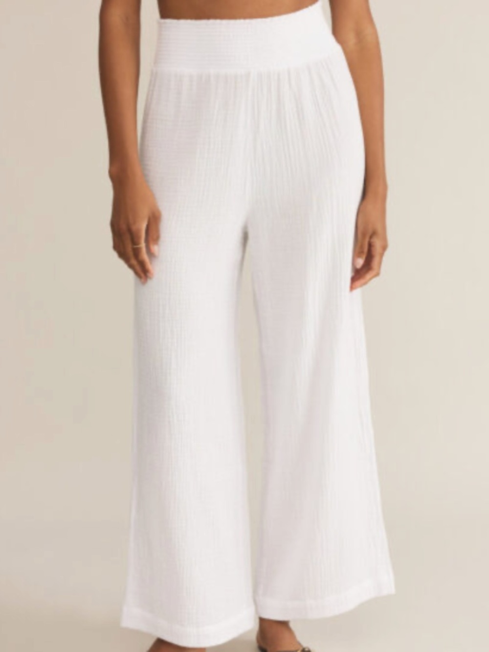 Z Supply White Textured Wide Leg Pull-On Pants